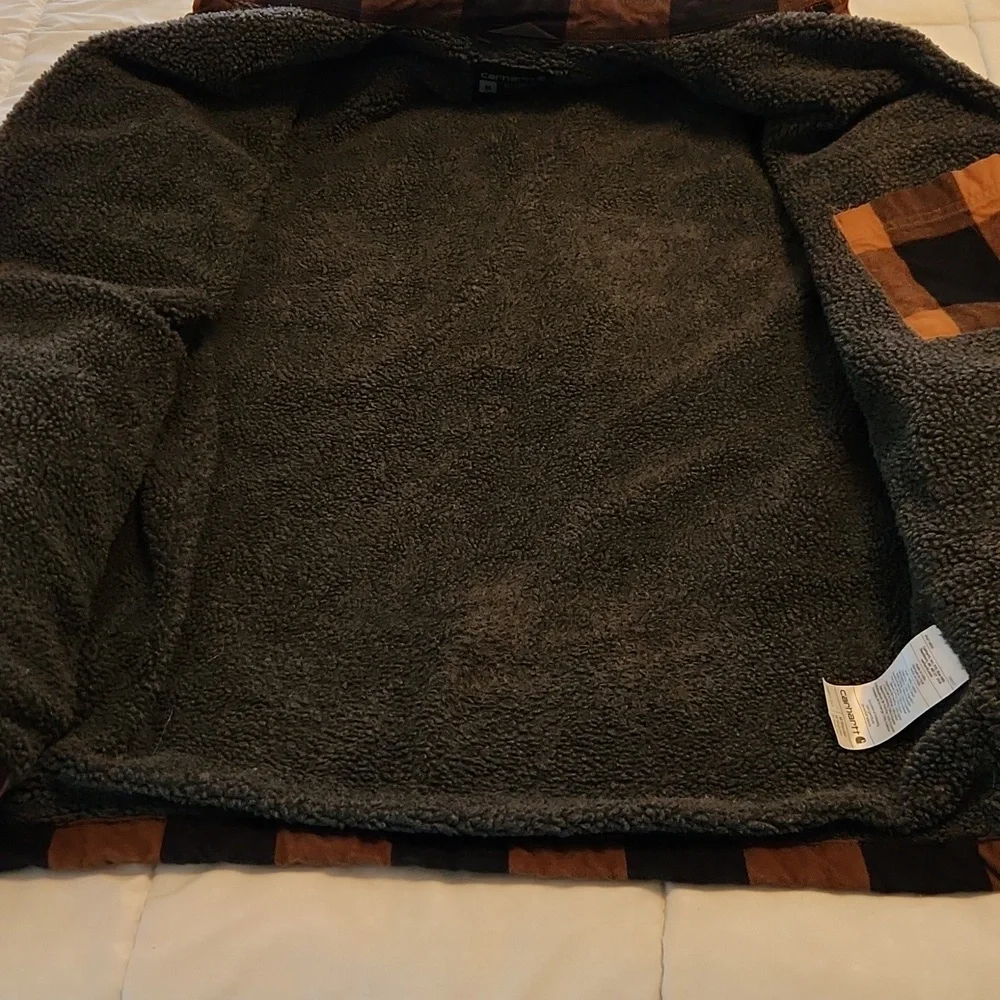 Carhartt Men's Tan and Black Checkered Shirt Jacket - Picture 3 of 5